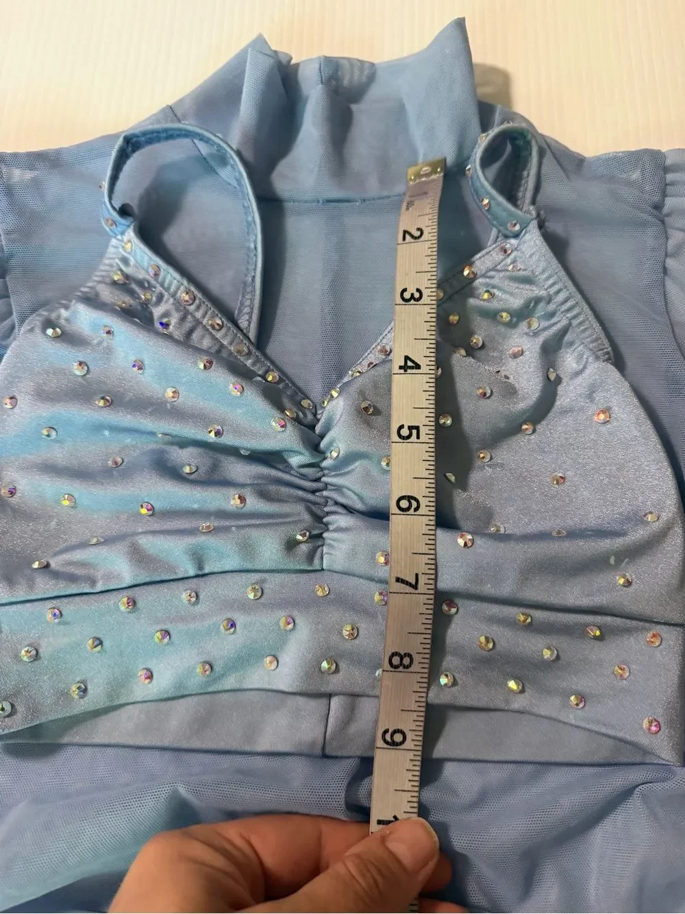 Kelle dance solo costume contemporary illusion blue 2 piece overdress MC child